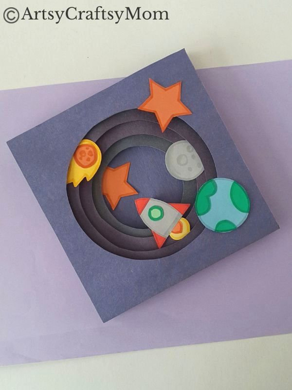 This Space-Themed Paper Art Project for Kids proves that you can make art with little more than colored craft paper and basic craft supplies!