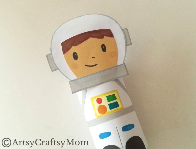 If you'd like your own little astronaut to play with, we've got a cute little toilet paper roll astronaut craft for you! Comes with a little moon to explore!