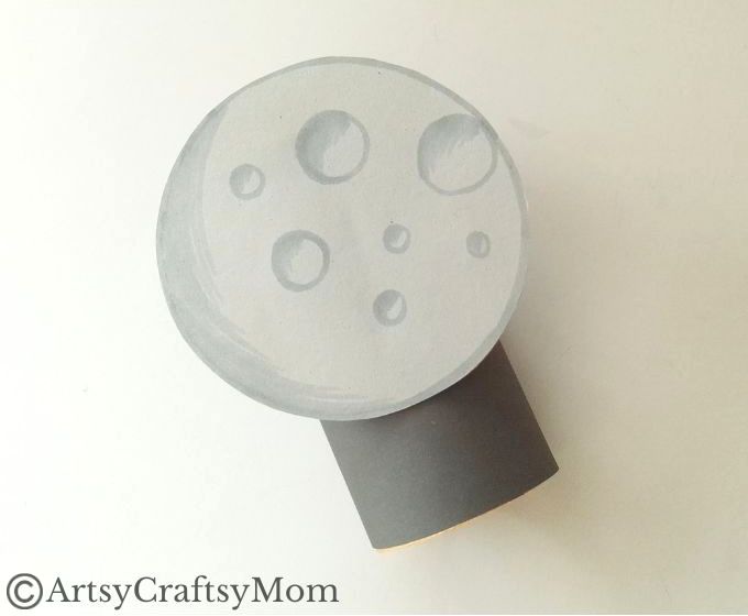 If you'd like your own little astronaut to play with, we've got a cute little toilet paper roll astronaut craft for you! Comes with a little moon to explore!