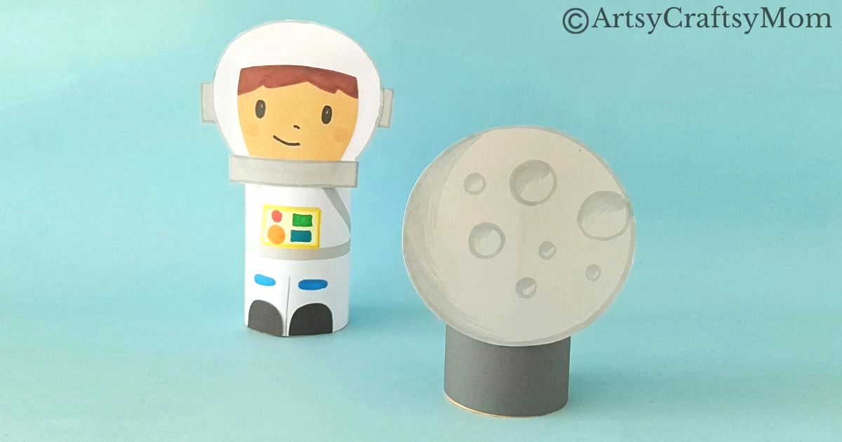 If you'd like your own little astronaut to play with, we've got a cute little toilet paper roll astronaut craft for you! Comes with a little moon to explore!