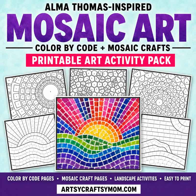 Alma Thomas-Inspired Mosaic Art Activities | Color by Code & Landscape Crafts