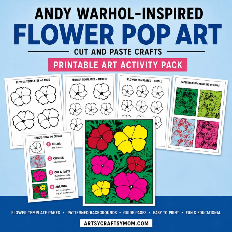 Andy Warhol Inspired Flower Pop Art | Color, Cut and Paste Craft