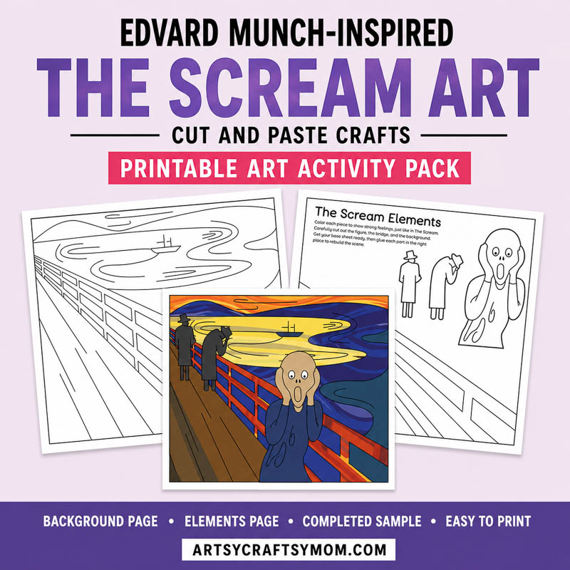Edvard Munch-Inspired The Scream Art Activity | Color, Cut and Paste Craft