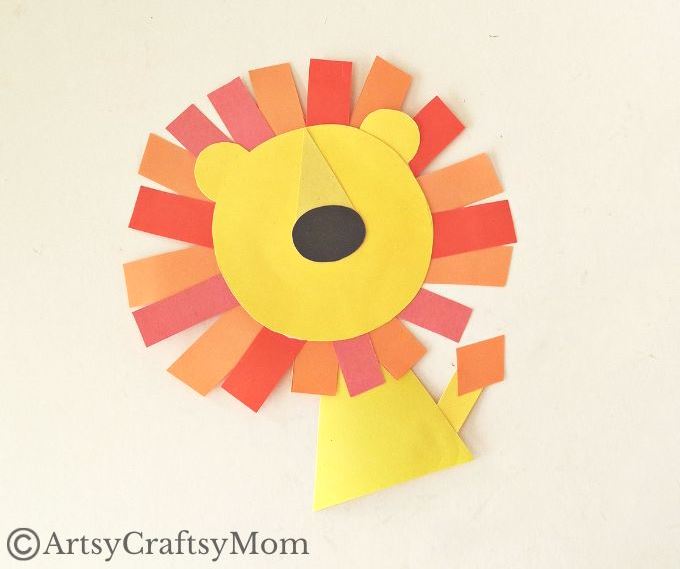This lion shape papercraft is a two-in-one project for little kids, where they can learn about lions and about shapes, while having fun!