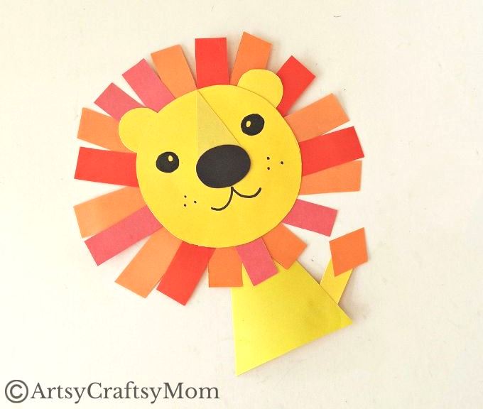 This lion shape papercraft is a two-in-one project for little kids, where they can learn about lions and about shapes, while having fun!
