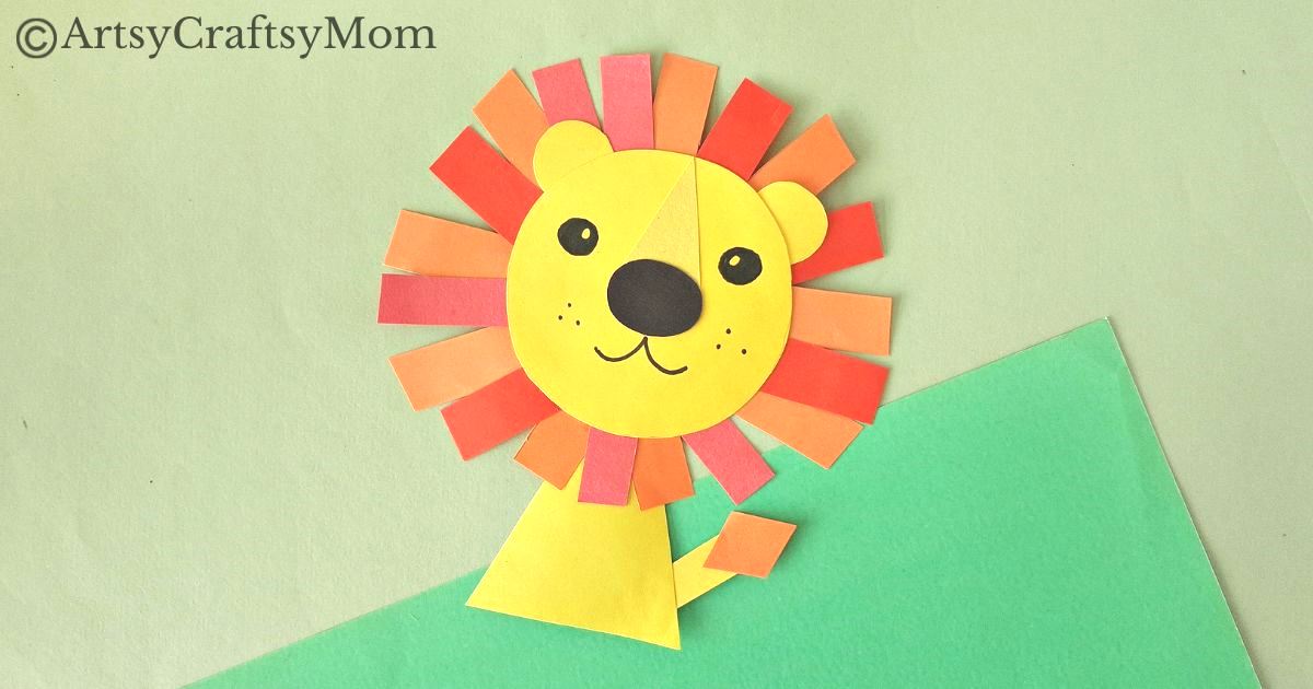 This lion shape papercraft is a two-in-one project for little kids, where they can learn about lions and about shapes, while having fun!