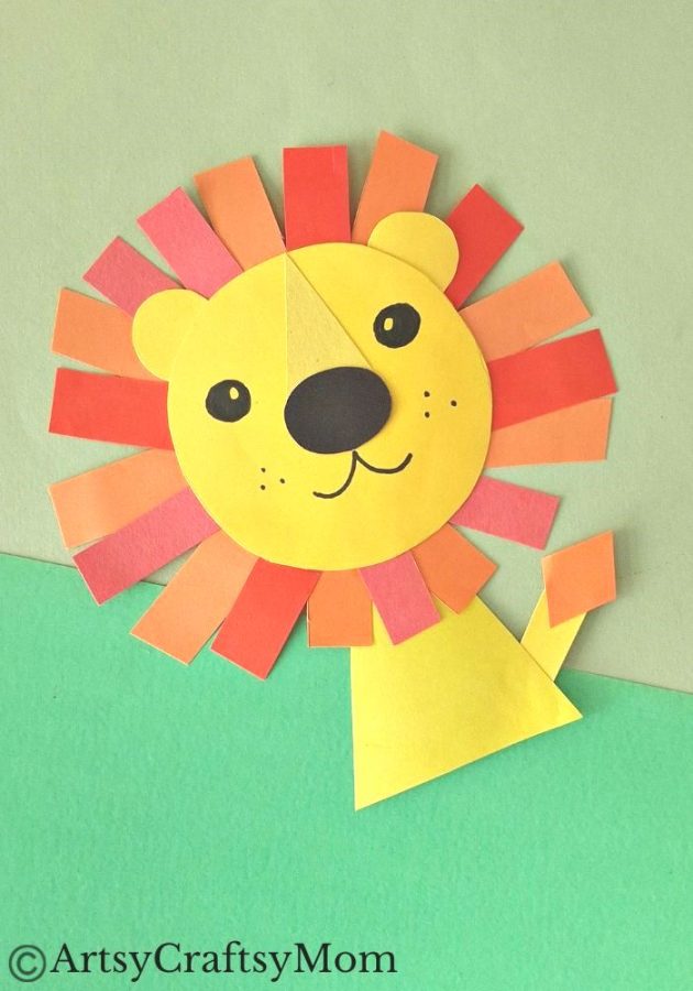 This lion shape papercraft is a two-in-one project for little kids, where they can learn about lions and about shapes, while having fun!