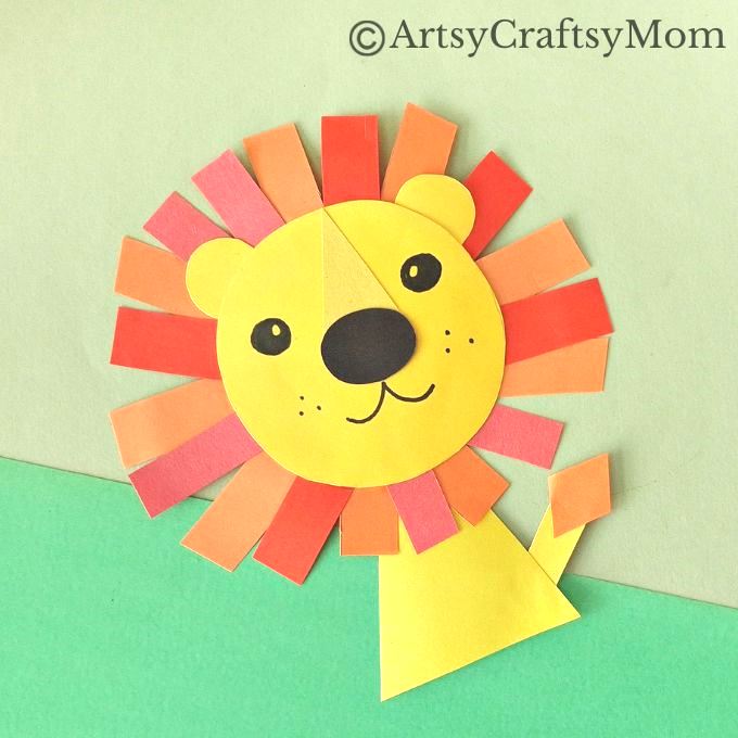 This lion shape papercraft is a two-in-one project for little kids, where they can learn about lions and about shapes, while having fun!