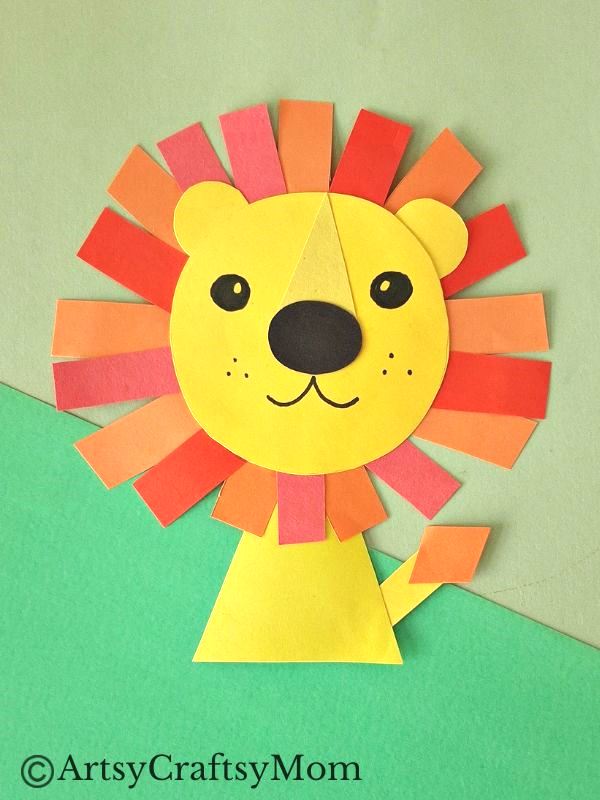 This lion shape papercraft is a two-in-one project for little kids, where they can learn about lions and about shapes, while having fun!