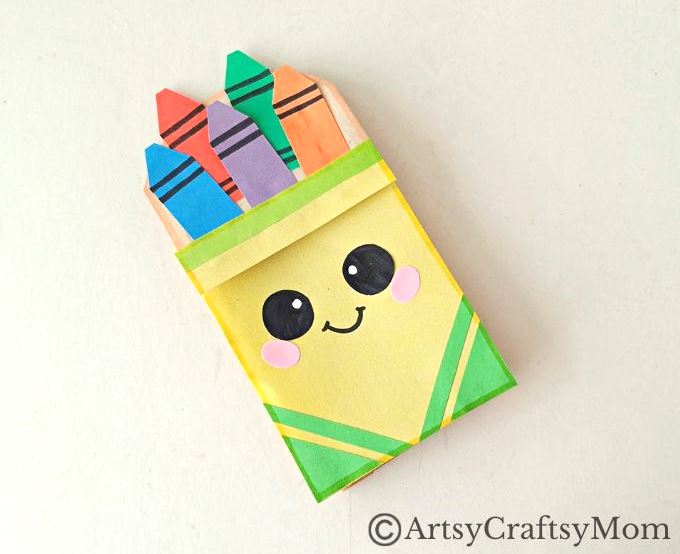 We've got the perfect Back to School project for you - a cute little notebook and crayons paper bag craft! Comes with a printable template!