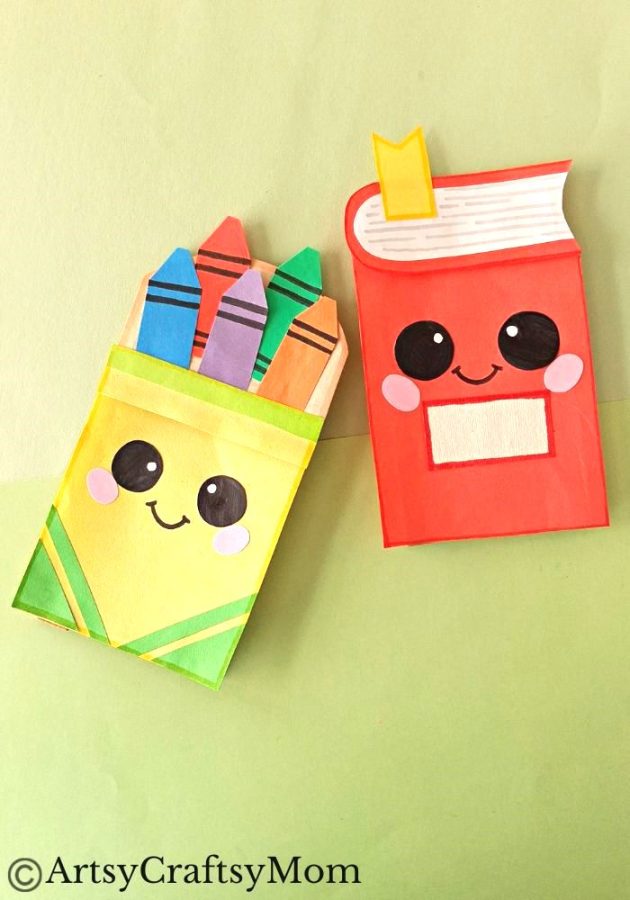 We've got the perfect Back to School project for you - a cute little notebook and crayons paper bag craft! Comes with a printable template!