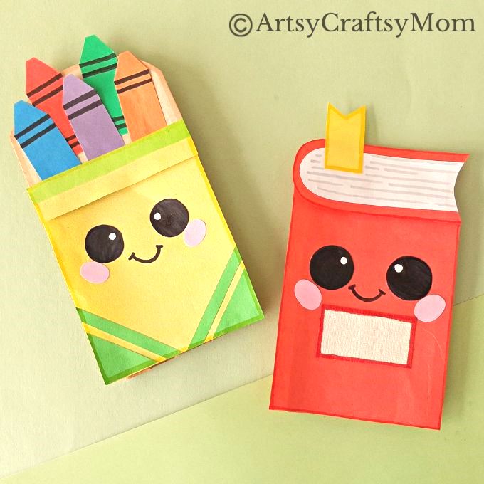 We've got the perfect Back to School project for you - a cute little notebook and crayons paper bag craft! Comes with a printable template!
