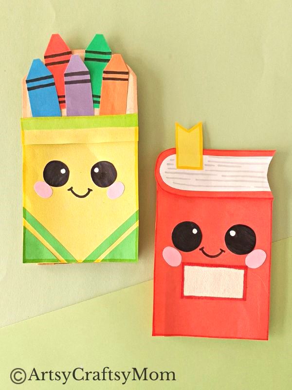 We've got the perfect Back to School project for you - a cute little notebook and crayons paper bag craft! Comes with a printable template!