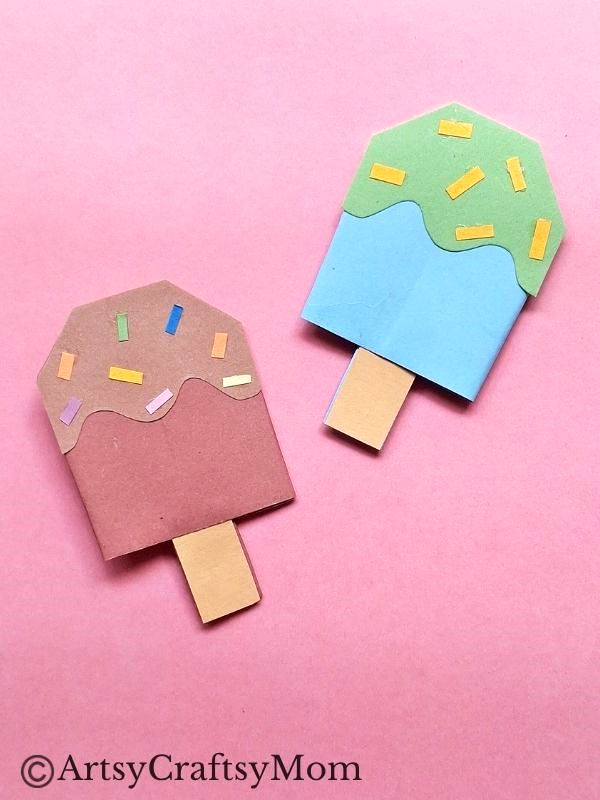 Summer's the time for a nice, refreshing Popsicle - and a fun, Origami Popsicle Craft! All you need is craft paper, and you're ready to get crafting!