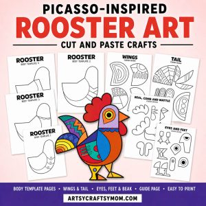 Pablo Picasso Rooster Art Activity | Cubism Cut and Paste Craft for Kids