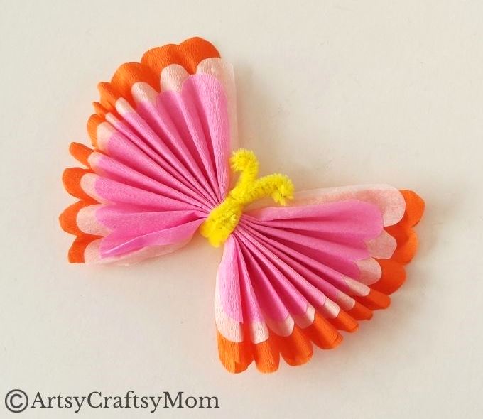 It's amazing how easily colored tissue paper transforms into a gorgeous butterfly, with some help from a pipe cleaner! Perfect for beginner crafters!
