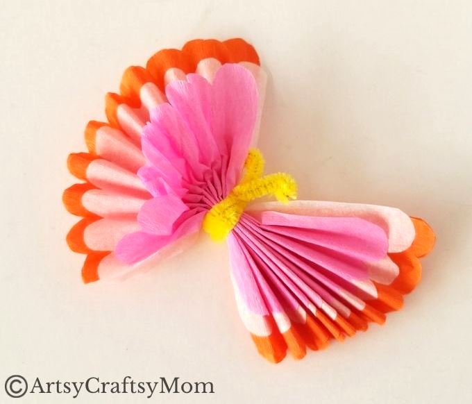 It's amazing how easily colored tissue paper transforms into a gorgeous butterfly, with some help from a pipe cleaner! Perfect for beginner crafters!