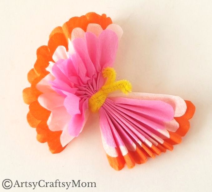 It's amazing how easily colored tissue paper transforms into a gorgeous butterfly, with some help from a pipe cleaner! Perfect for beginner crafters!