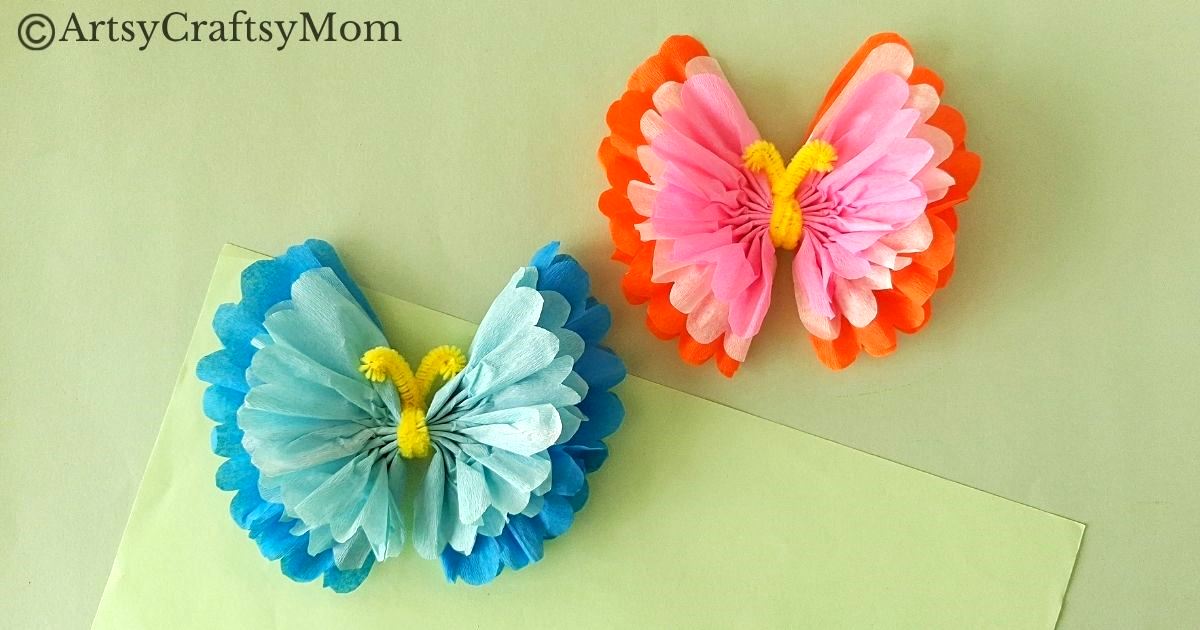 It's amazing how easily colored tissue paper transforms into a gorgeous butterfly, with some help from a pipe cleaner! Perfect for beginner crafters!