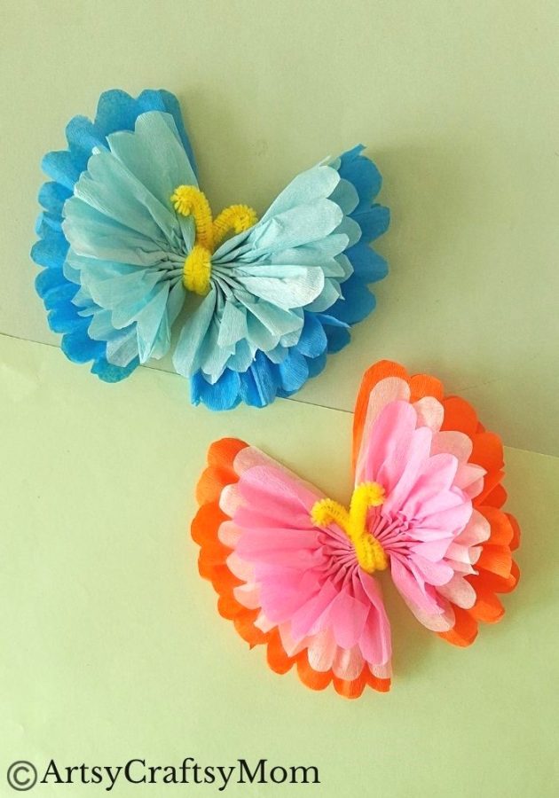 It's amazing how easily colored tissue paper transforms into a gorgeous butterfly, with some help from a pipe cleaner! Perfect for beginner crafters!
