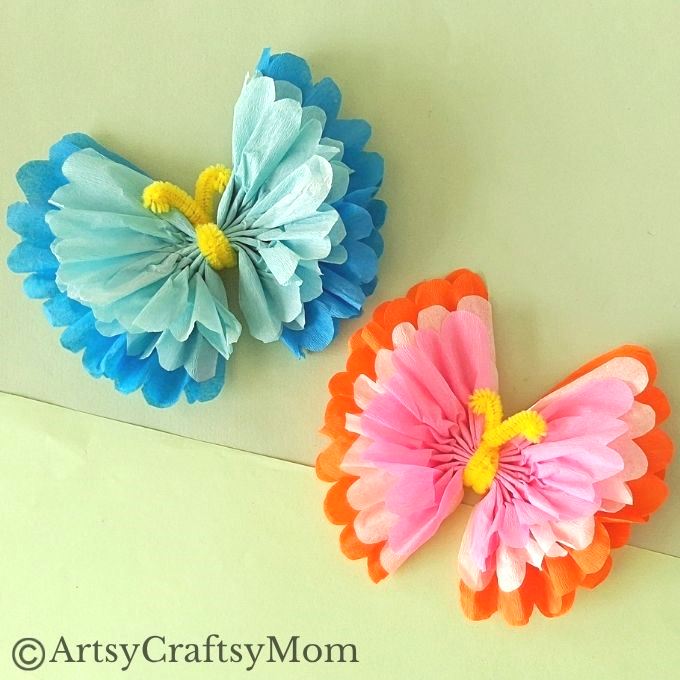 It's amazing how easily colored tissue paper transforms into a gorgeous butterfly, with some help from a pipe cleaner! Perfect for beginner crafters!