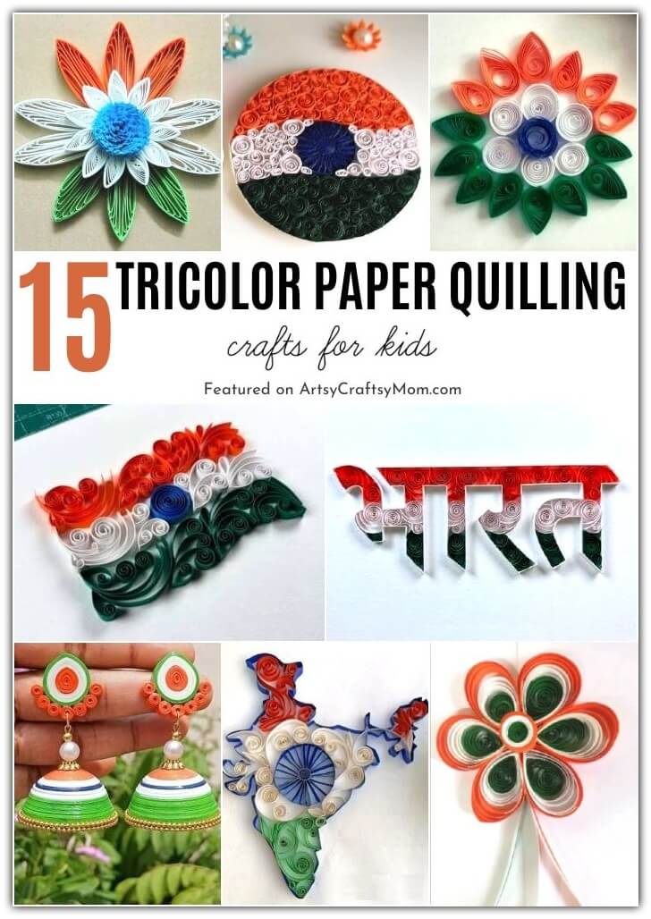 15 Tricolor Paper Quilling Ideas for Independence Day 1 Celebrate India's Independence in style this 15th August - with some stunning tricolor paper quilling ideas! Includes flowers, jewelry and more!