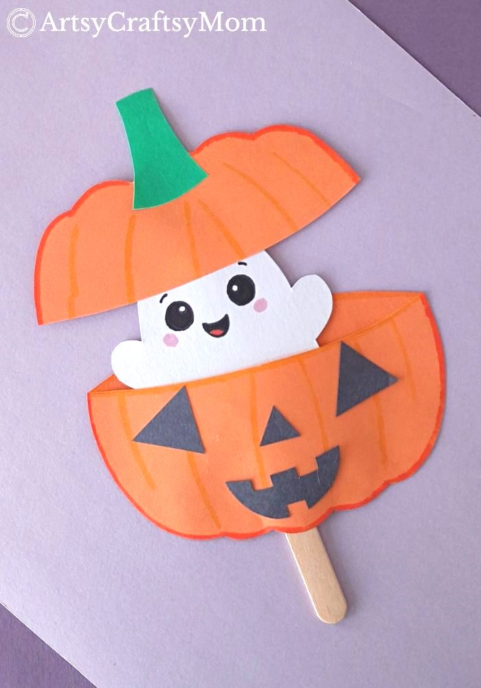 Two Halloween icons come together in this ghost in a pumpkin craft - a ghost, of course, and a Jack o' lantern! Easy to make and fun to play with!