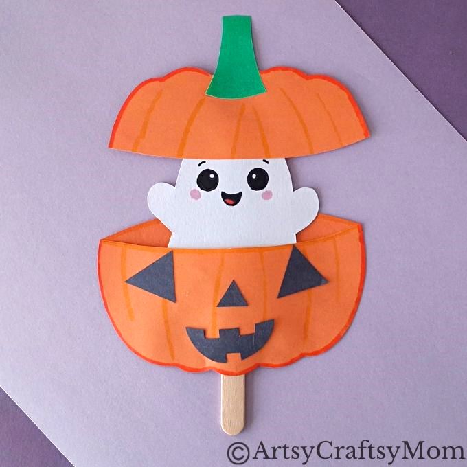 Two Halloween icons come together in this ghost in a pumpkin craft - a ghost, of course, and a Jack o' lantern! Easy to make and fun to play with!