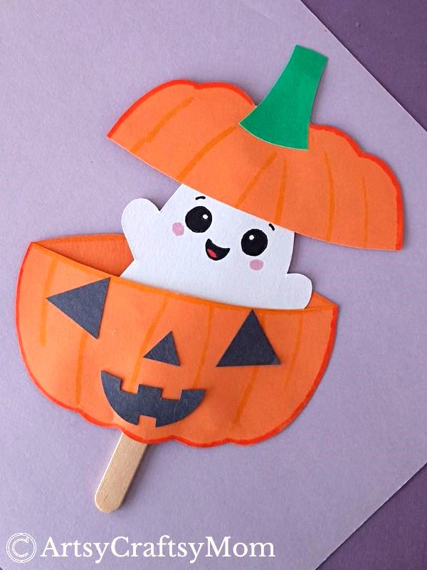 Two Halloween icons come together in this ghost in a pumpkin craft - a ghost, of course, and a Jack o' lantern! Easy to make and fun to play with!