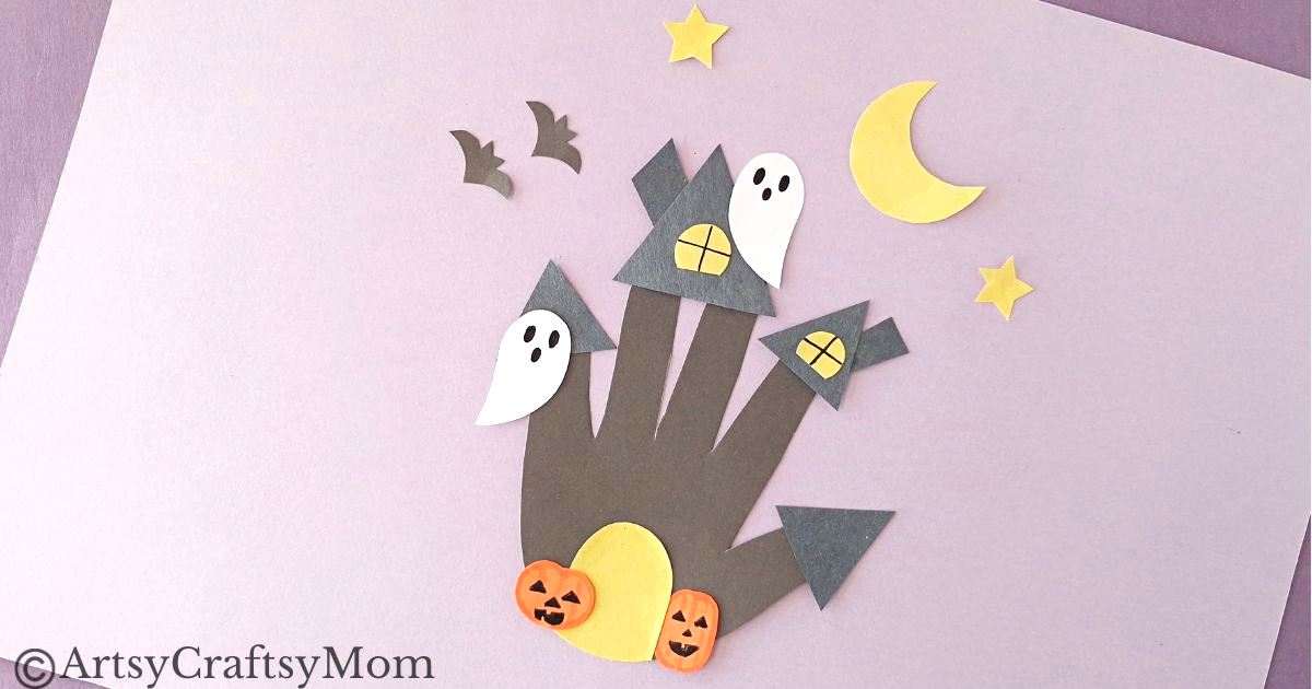 Did you know that you can turn a handprint into a haunted house? Well, that's exactly what we've done in our Handprint Haunted House Craft!