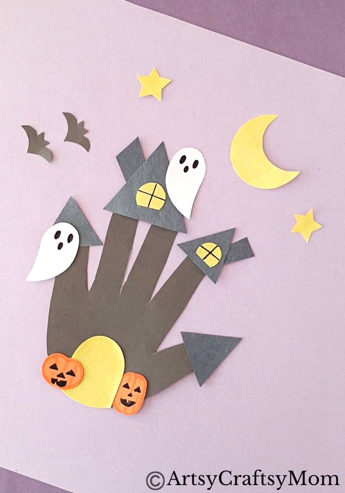 Did you know that you can turn a handprint into a haunted house? Well, that's exactly what we've done in our Handprint Haunted House Craft!