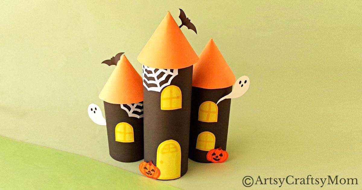 Gather all the empty cardboard tubes you can find - we're going to use them and some craft paper to make a toilet paper roll haunted house craft!